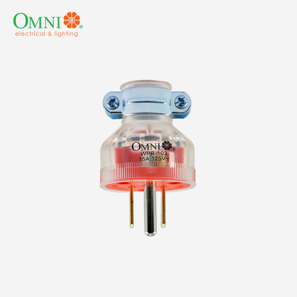 Omni Heavy Duty Parallel Plug with Grounding 15A 250V~ (Transparent) W ...