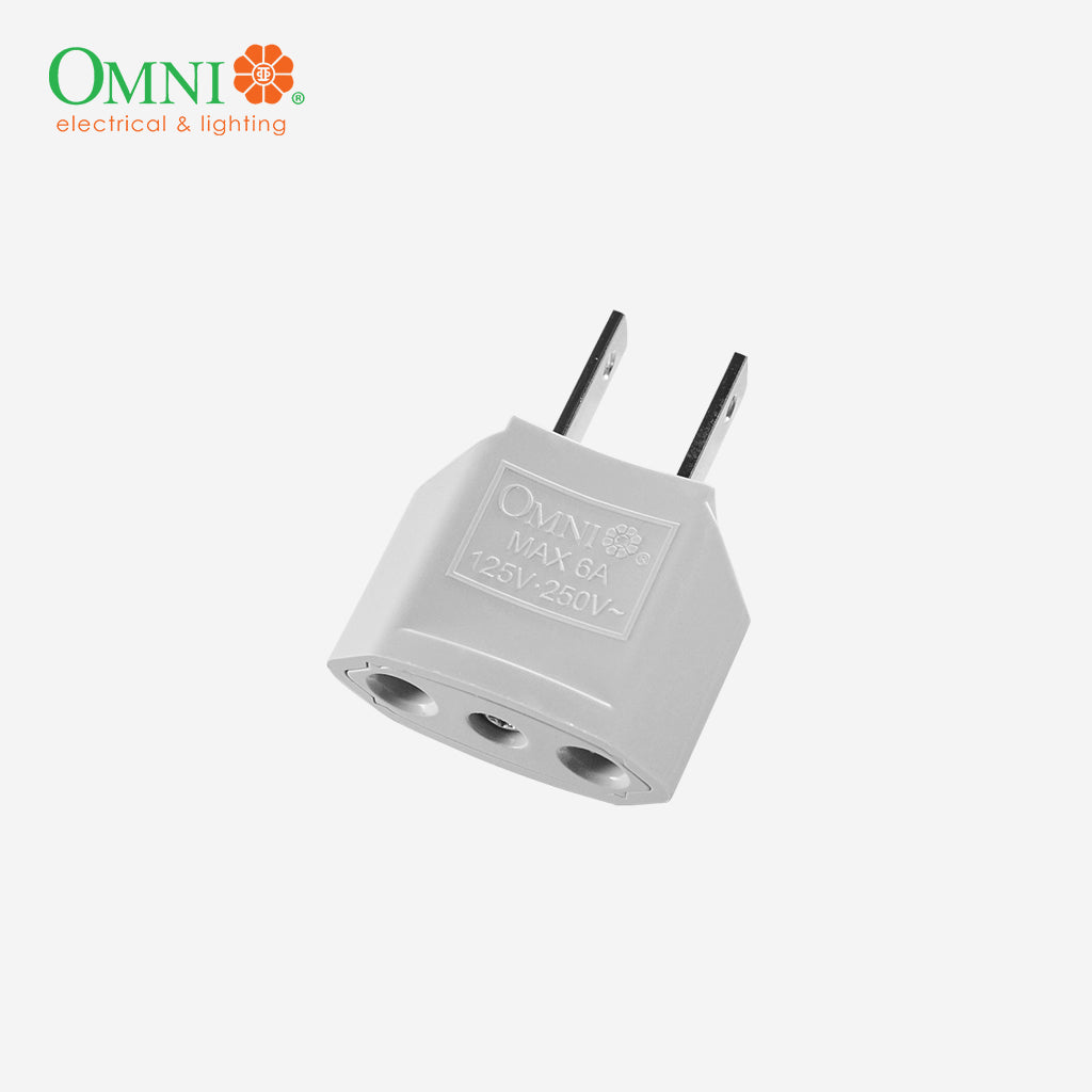 Omni by Winland Regular Adapter Adaptor Round to Flat 6A 250V WRA-001