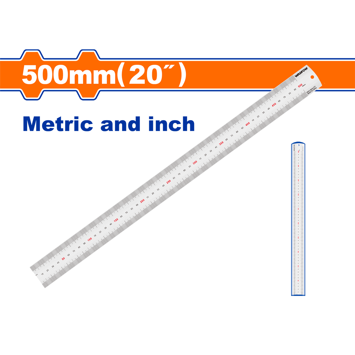 Wadfow Stainless Steel Metal Ruler With Metric And Inch