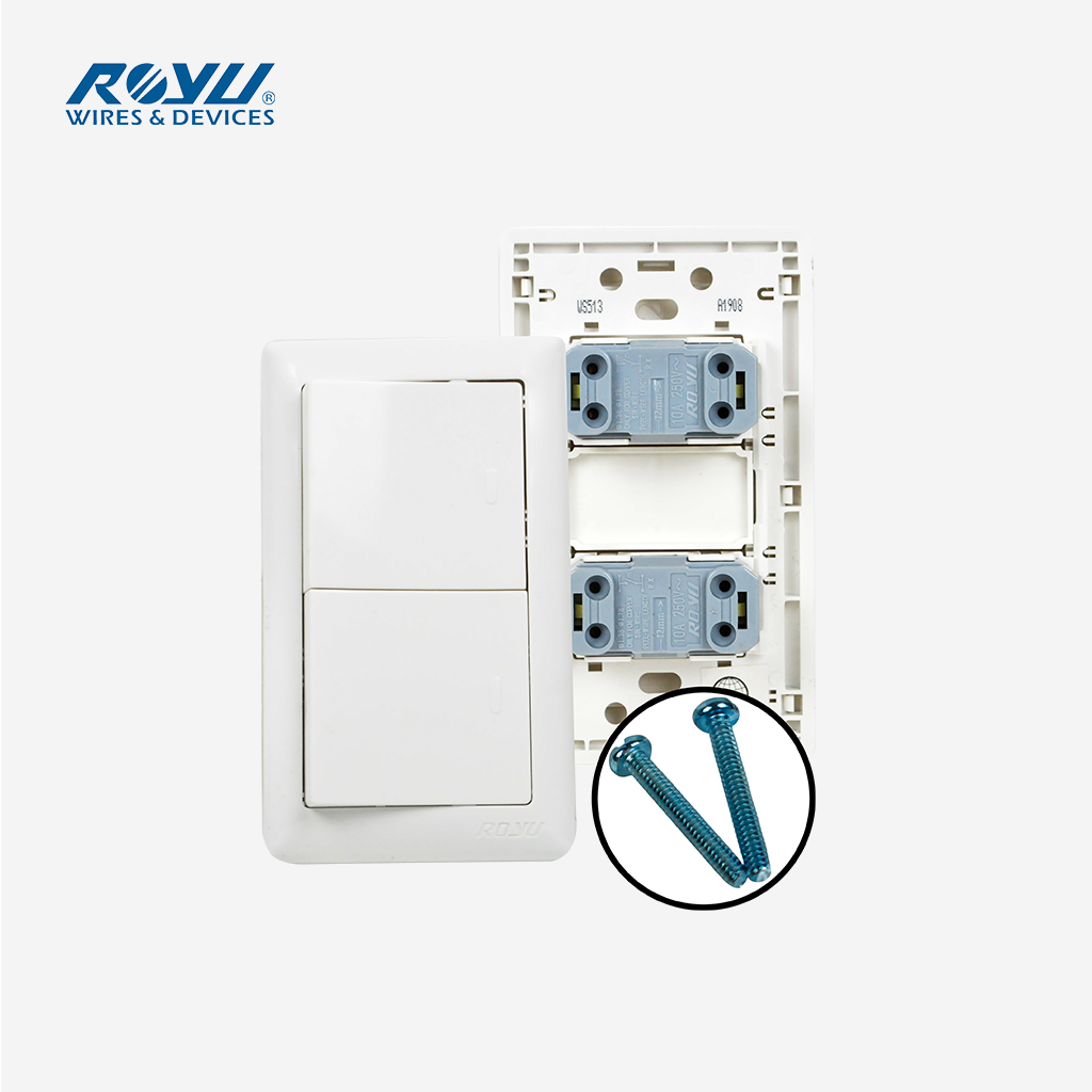 Royu Super Wide Series 2-Gang Switch Set Electrical Wiring Devices (10A / 250V~) WS513