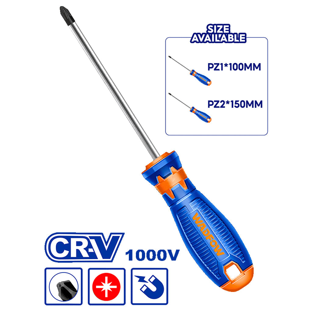 Wadfow Philips Screwdriver 1000V Pozidriv (Round Shank)