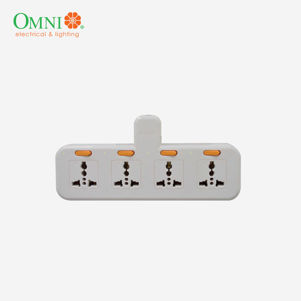 Omni by Winland 4-Gang Wall Universal Adaptor 10A with Individual Switch and Power Indicator WUA-042