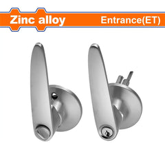 Wadfow Zinc Alloy Entrance (ET) Tubular Door Lever Lock Set with 3-Brass Keys WUV1501 (WHT)