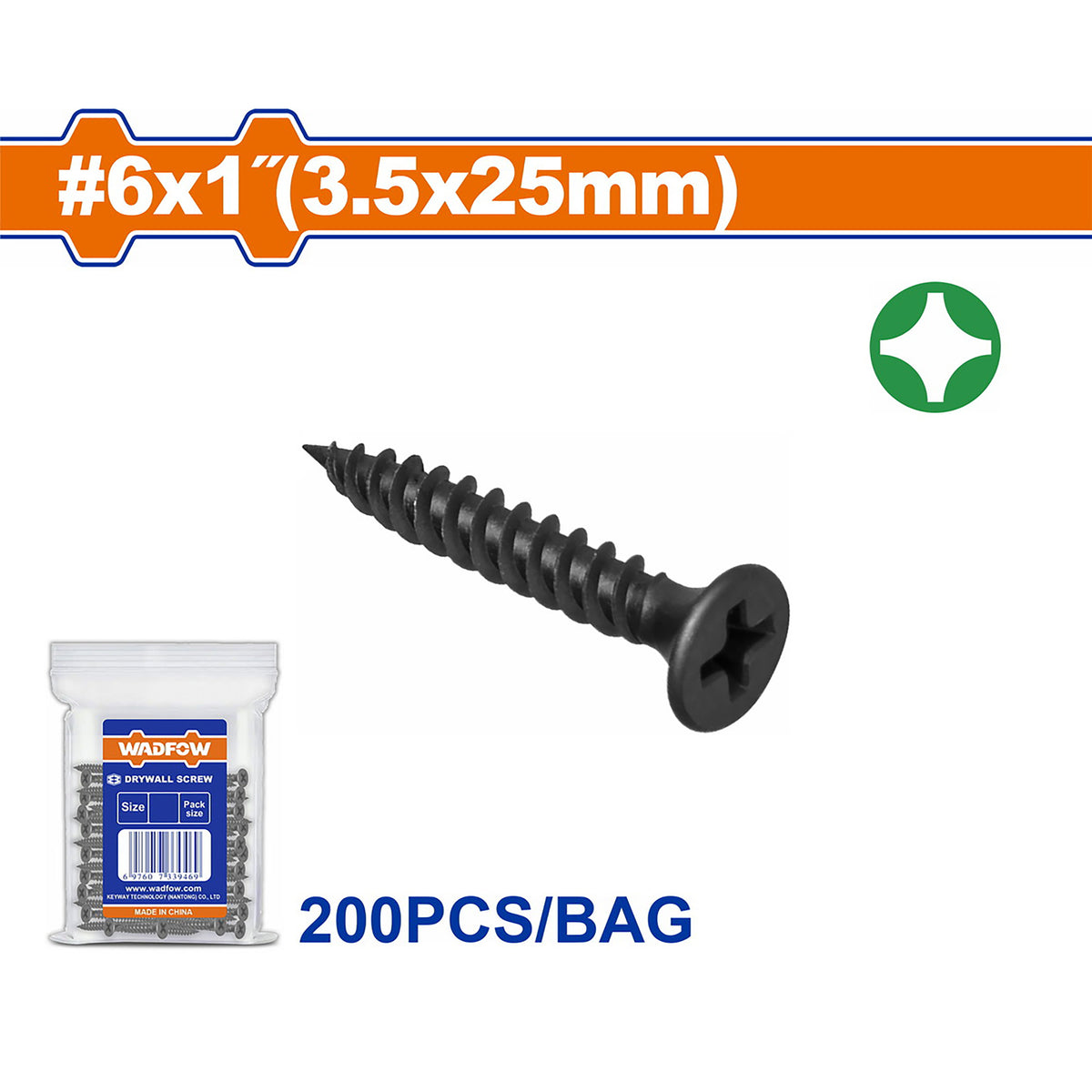 Wadfow 200pcs/300pcs High Quality Carbon Steel Drywall Screw SOLD PER PACK (WHT)