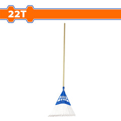 Wadfow 1200mm (22Teeth) Wooden Handle Poly Steel Leaf Rake | Raking Leaves Grass Clipping (WHT)