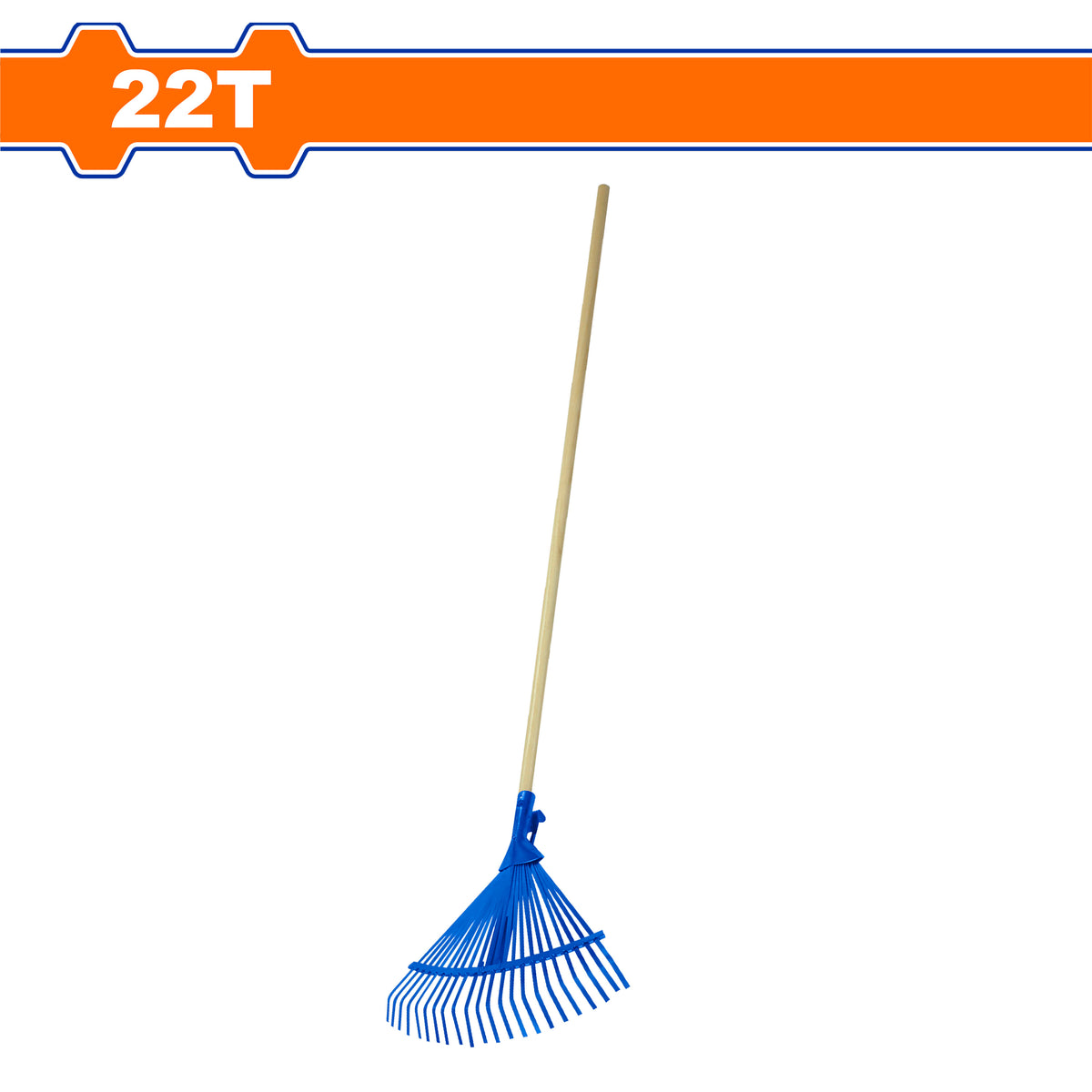 Wadfow 1200mm (22Teeth) Wooden Handle Poly Steel Leaf Rake | Raking Leaves Grass Clipping (WHT)