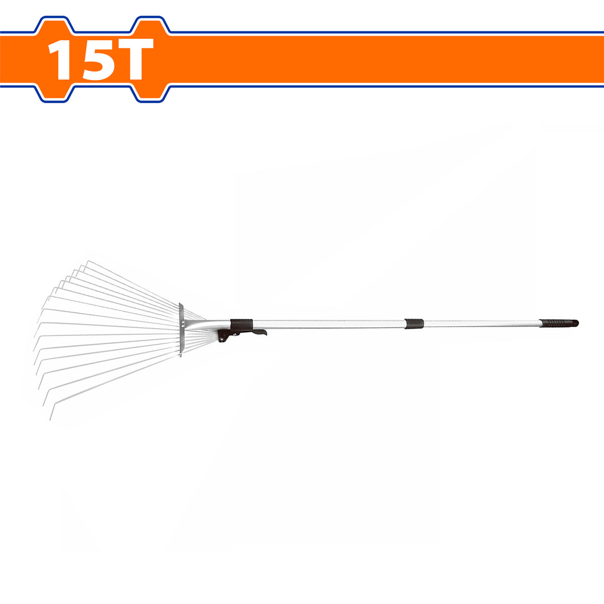 Wadfow 1680mm Metal Handle Poly Steel Leaf Rake | Raking Leaves Grass Clipping 15T WXW9A152 (WHT)