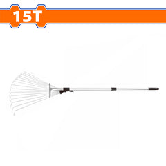 Wadfow 1680mm Metal Handle Poly Steel Leaf Rake | Raking Leaves Grass Clipping 15T WXW9A152 (WHT)