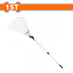 Wadfow 1680mm Metal Handle Poly Steel Leaf Rake | Raking Leaves Grass Clipping 15T WXW9A152 (WHT)