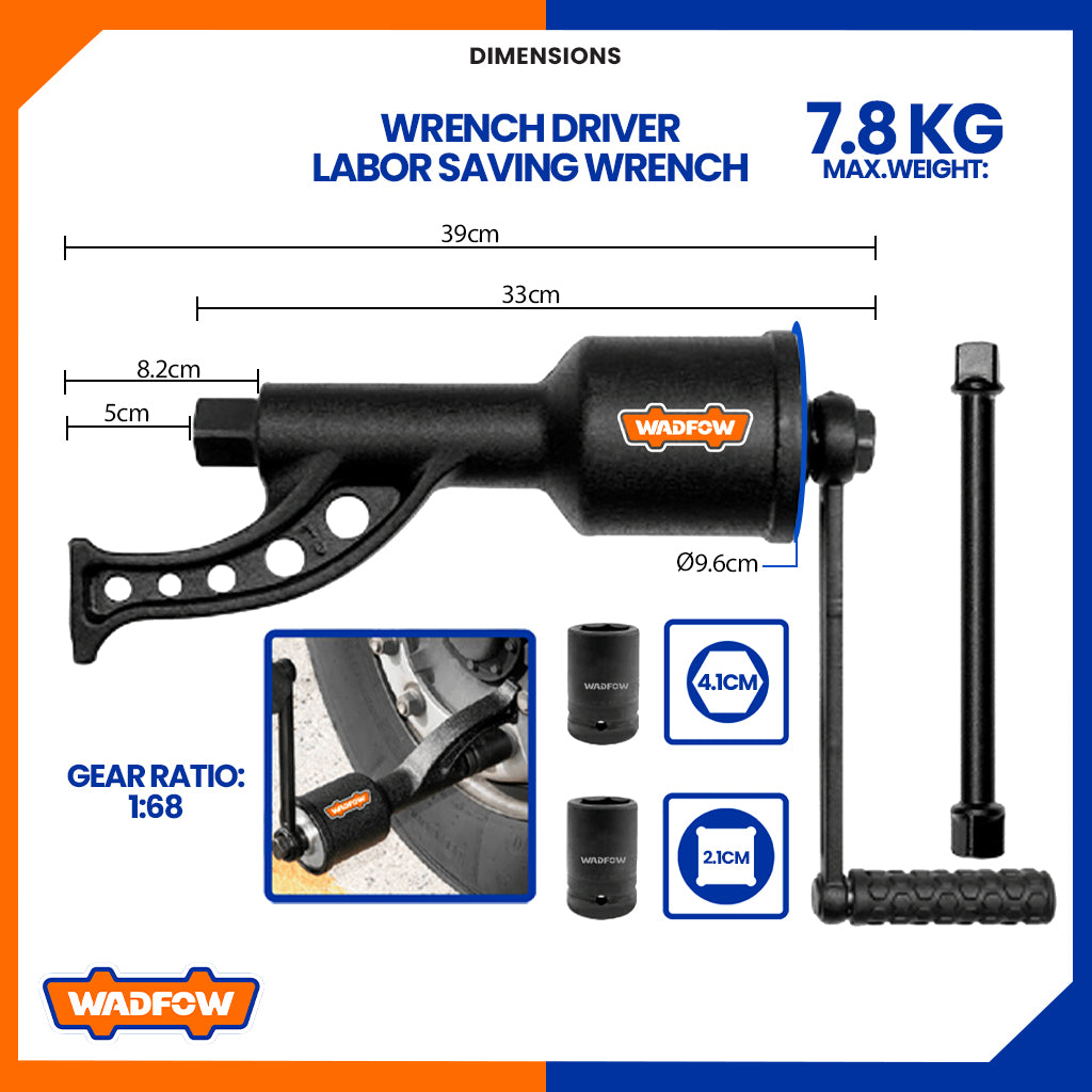 Wadfow 300mm / 1:68 Gear Ratio Labor-Saving Wrench WTH1D69