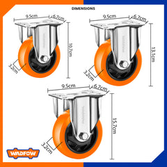 Wadfow 3inch / 4inch / 5inch Rigid Swivel Caster Fixed Wheel