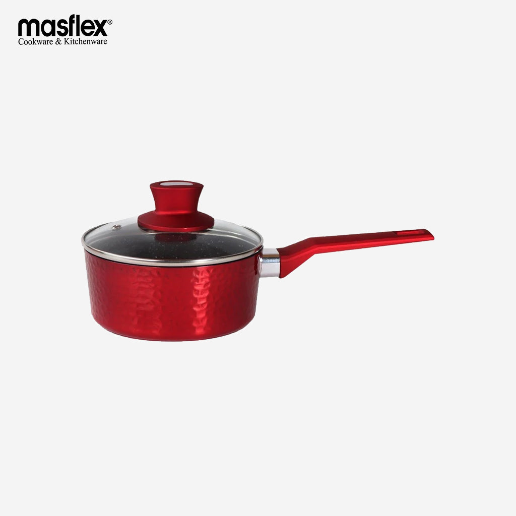 Masflex by Winland 3-Layer Non Stick Induction SaucePan w/ Glass LID 16cm Heavy Gauge Aluminum ZC-83