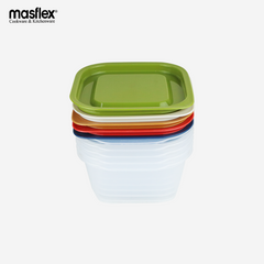 Masflex Square Type Vivid Food Storage/Container 10 Piece Microwave Safe Lid ZX-816 ""