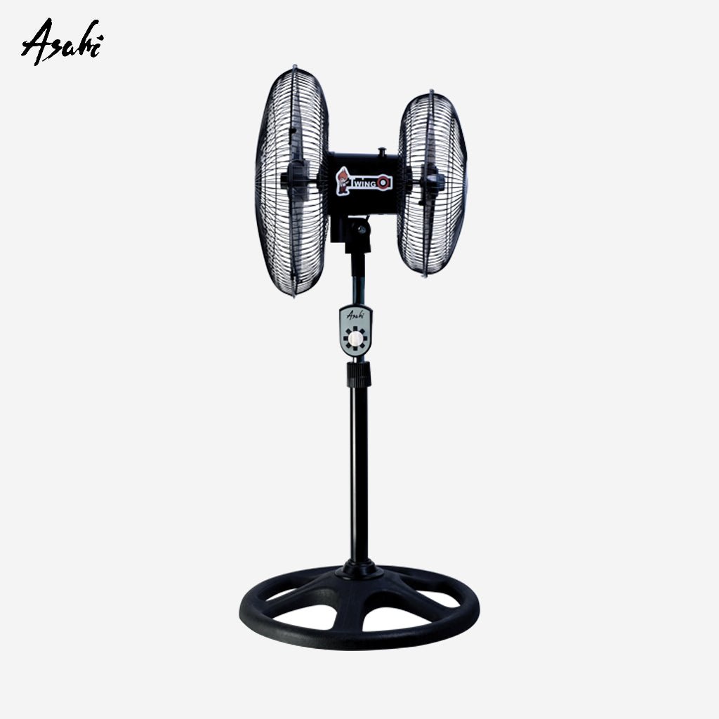 Asahi Twingo Double Head Stand Fan | Electric Fan w/ Thermal Cut Off Fuse TW - 6020 - Winland Depot