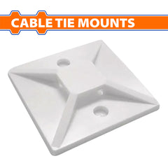Wadfow 100pcs/set Cable Tie Sticking Mounting Base Self Adhesive Wall Clamps WFJ1301 | WFJ1302 (WHT)
