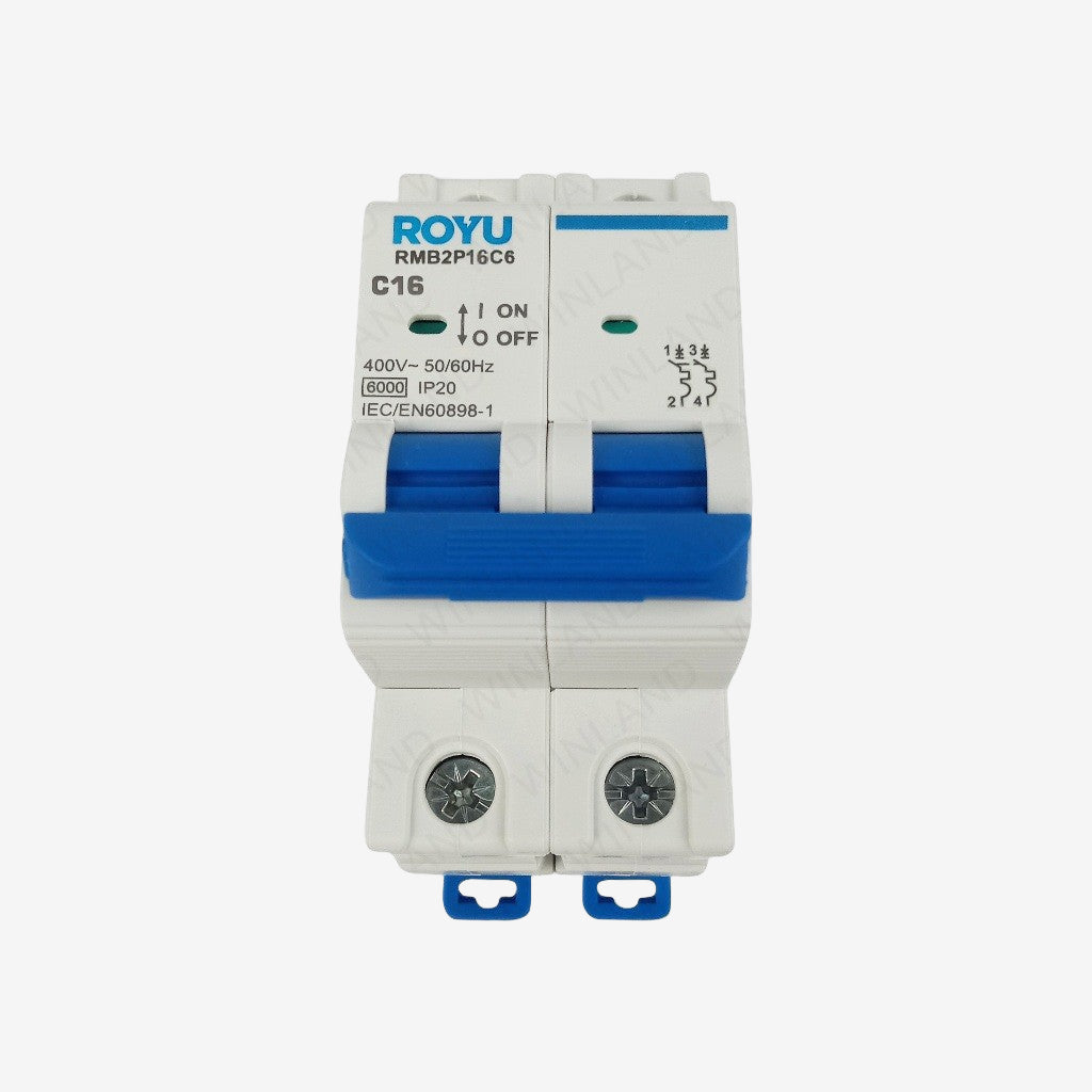 Royu by Winland Miniature Circuit Breaker 2Pole(DIN Rail Type)10A,16A,20A,32A,40A,50A,63A  4.5KA/6KA