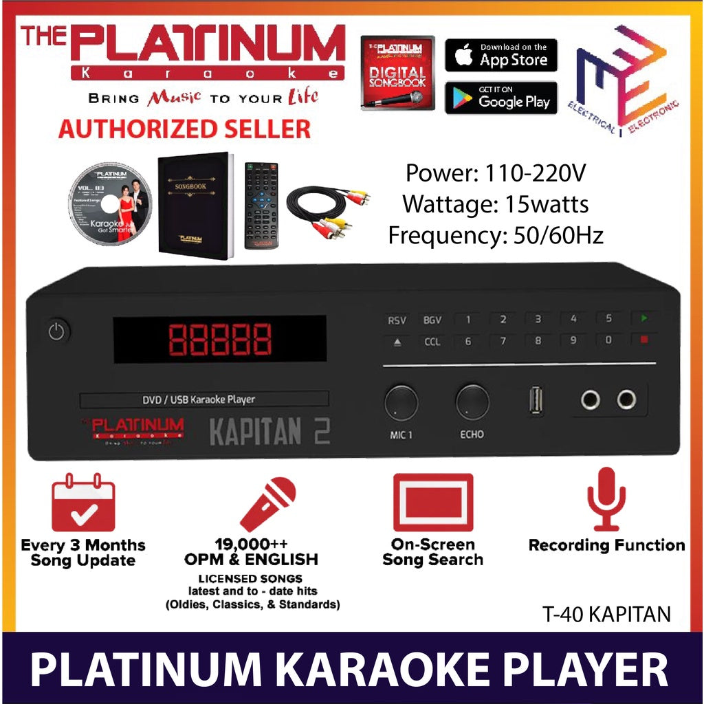 Platinum T-40 KAPITAN T40S Kapitan 2 Black V. 1.5 (w/ Songlist T-Series Songbook P-50 and CD Vol. 82