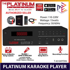 Platinum T-40 KAPITAN T40S Kapitan 2 Black V. 1.5 (w/ Songlist T-Series Songbook P-50 and CD Vol. 82