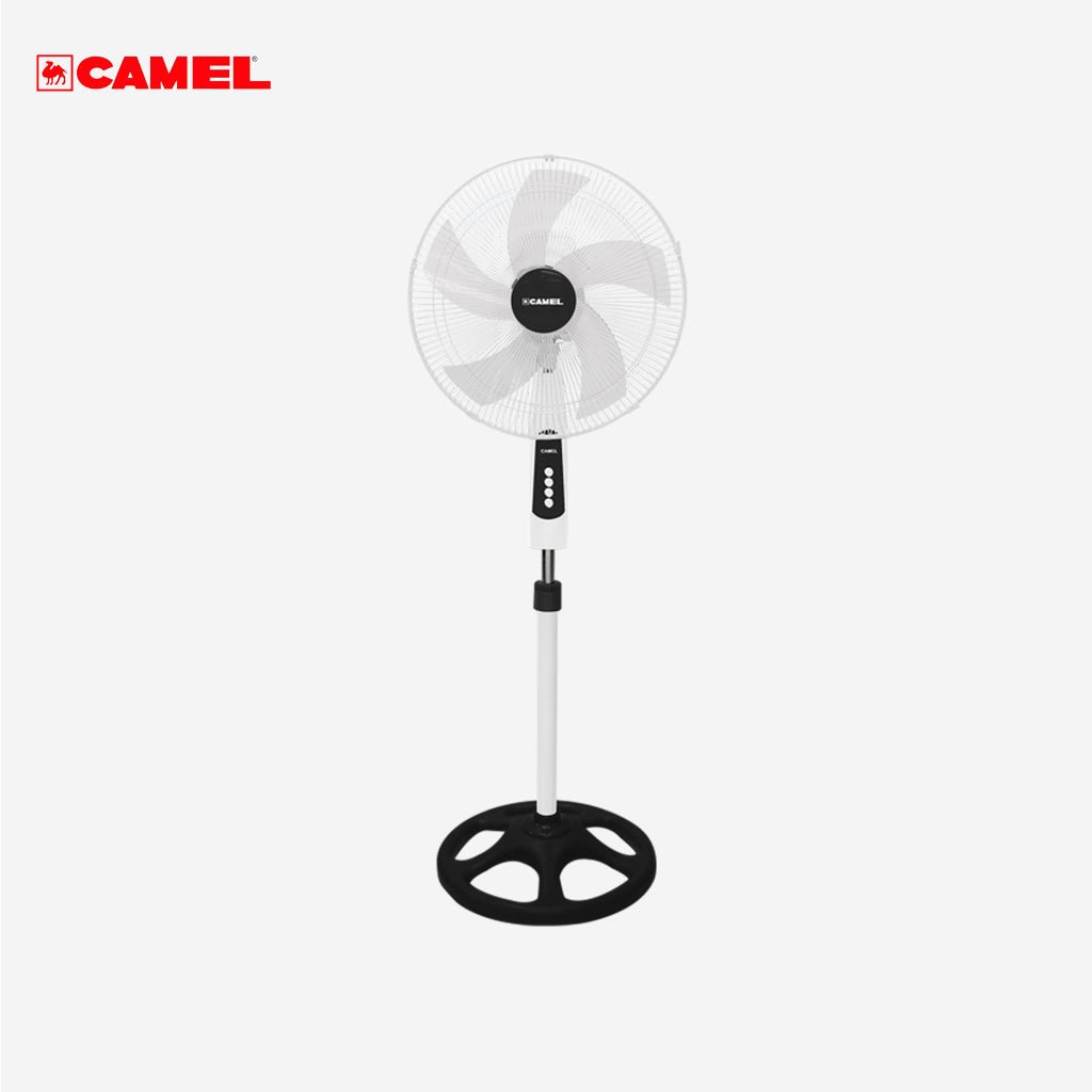 Camel 16inches 5 - Leaf Blade Banana Blade Stand Fan CSF - 1610C White - Winland Depot