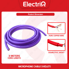 Electriq l ALPA Pure Copper Low Noise XLR / Microphone Cable Wire Double PVC Jacket 6.8mm Stereo