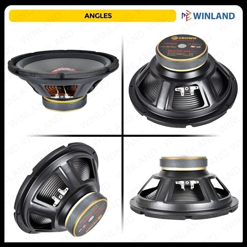 Crown 10inches Professional Round Woofer Speaker / 180watts / 8ohms PRO - PW - 1018(RND) /1pc - Winland Depot