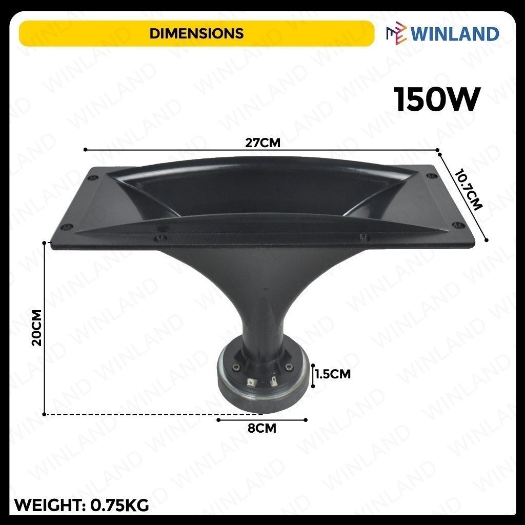 Crown 150W 8 Ohms 10x4 Inches Horn Tweeter Speaker PA HT - 104 (1)piece per order - Winland Depot