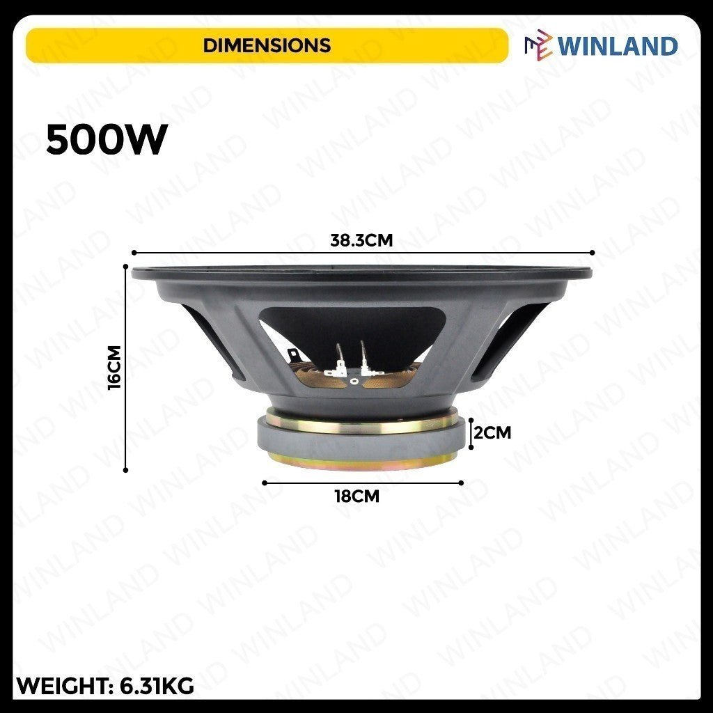 Crown 1pc 15 Inches Instrumental Speaker Audio 500W | 8 Ohms PA - 1550 - Winland Depot