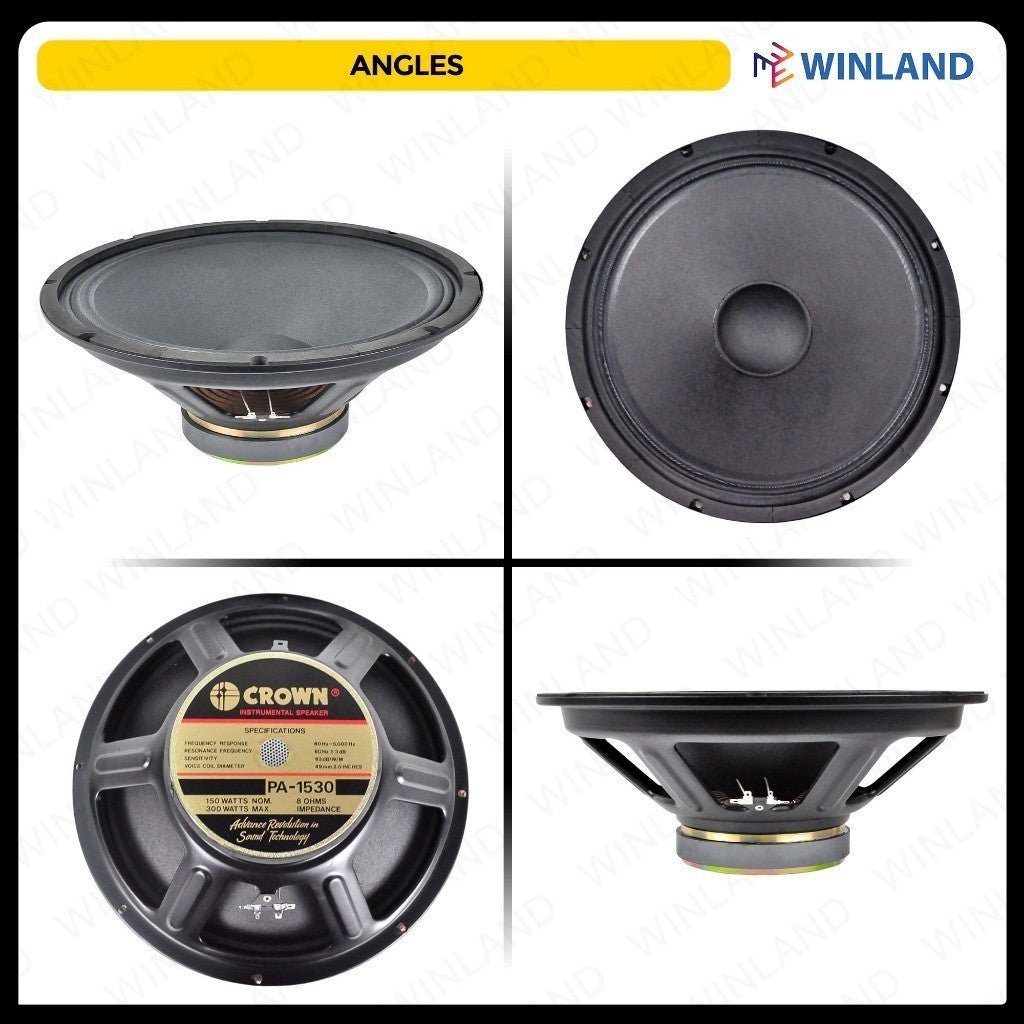 Crown 1pc 15 Inches Professional Instrumental Speaker / 150 - 300 Watts / 8ohms PA - 1530 - Winland Depot