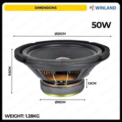 Crown 1pc 8 Inches / 50 Watts / 8 Ohms Woofer Speaker HW - 805 - Winland Depot