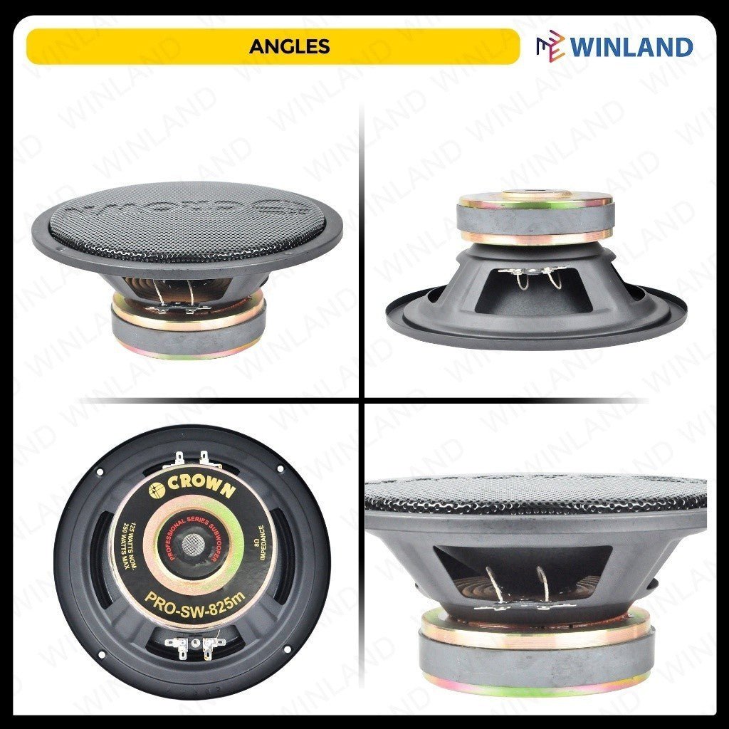 Crown 1pc 8 Inches Professional Subwoofer Speaker / 125 - 250watts / 8ohms PRO - SW - 825 M - Winland Depot