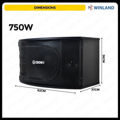 Crown 2 Pcs 3 - Way Karaoke & Home Theater Speaker System 750Watts BF - 1288 - Winland Depot