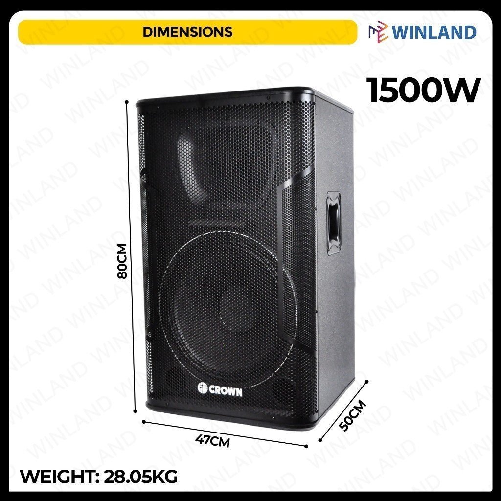 Crown 2way Instrumental Speaker System 15″ Woofer + Tweeter (11 1/2 x 8 1/2) 1500W - Winland Depot