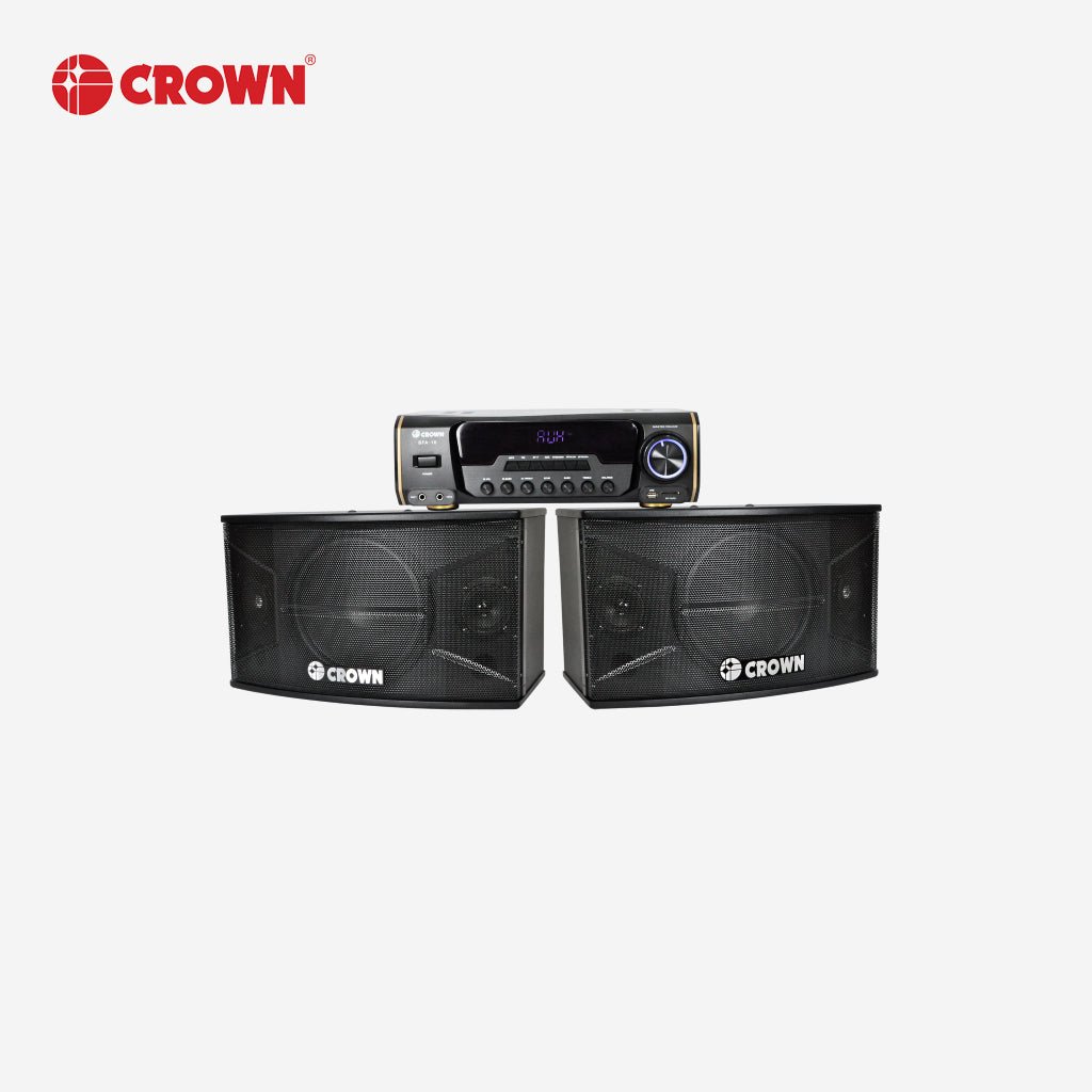 Crown 3 - Way Dual 10inch Karaoke Amplifier with Baffle Speaker BFA - 10 (1SET) - Winland Depot