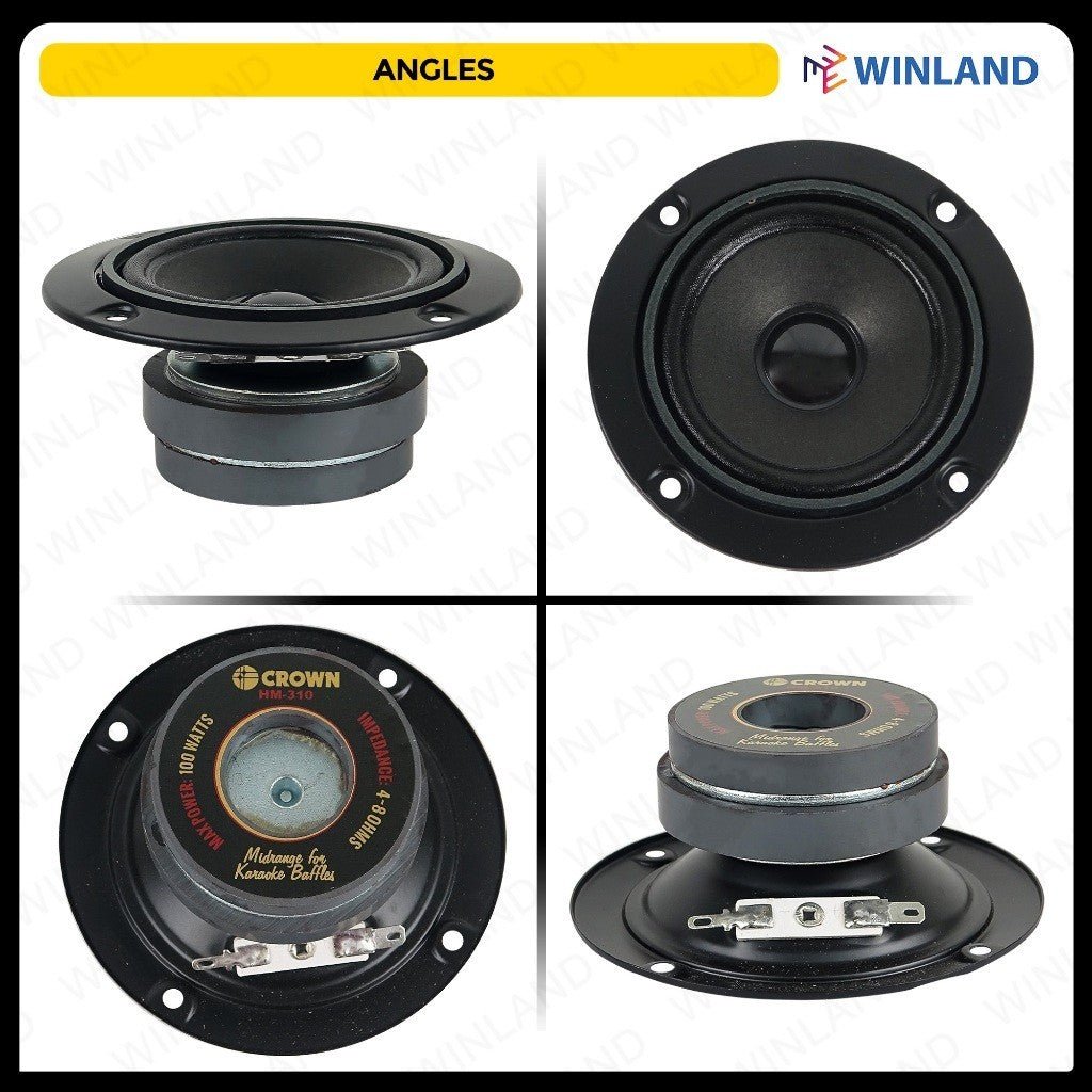 Crown 3inch 100W Midrange for Karaoke Baffles 4 - 8ohms HM - 310 (1)piece per order - Winland Depot