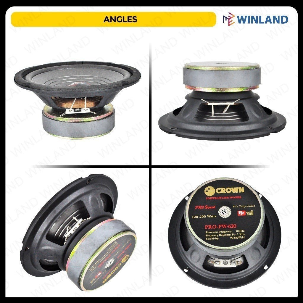 Crown 6inches Professional Round Woofer Speaker / 200watss / 8ohms PRO - PW - 620 (1)piece - Winland Depot