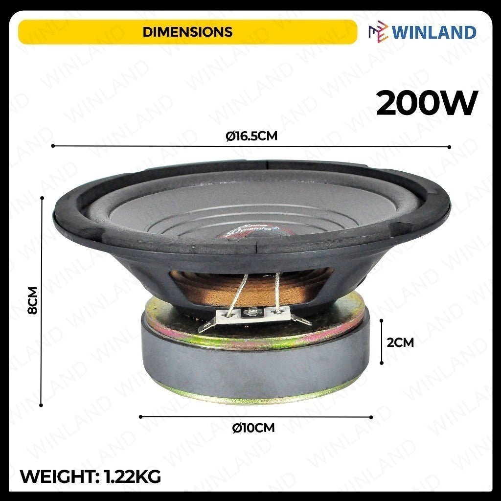 Crown 6inches Professional Round Woofer Speaker / 200watss / 8ohms PRO - PW - 620 (1)piece - Winland Depot