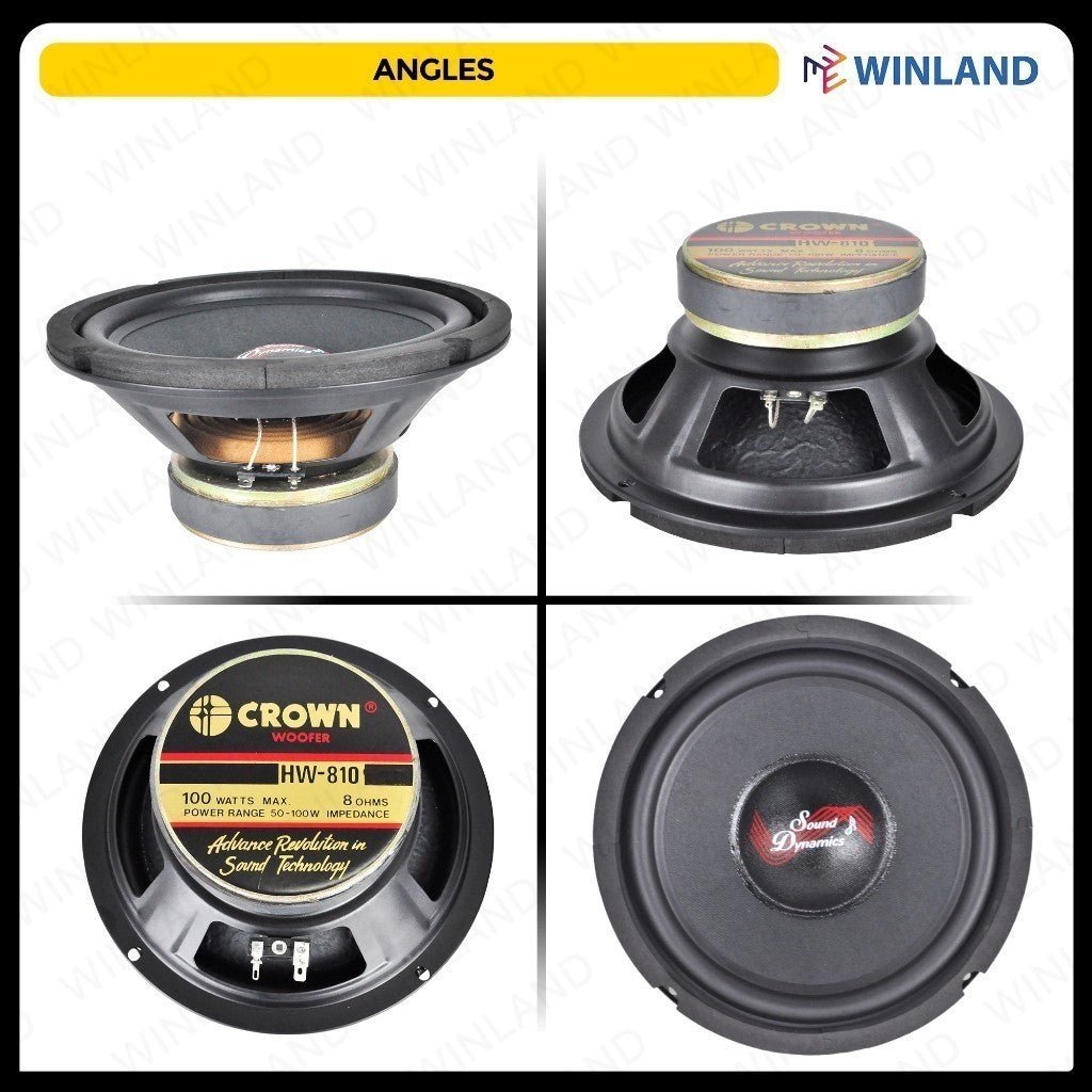 Crown 8inches / 100watss / 8ohms Woofer Speaker HW - 810 (1)piece per order - Winland Depot