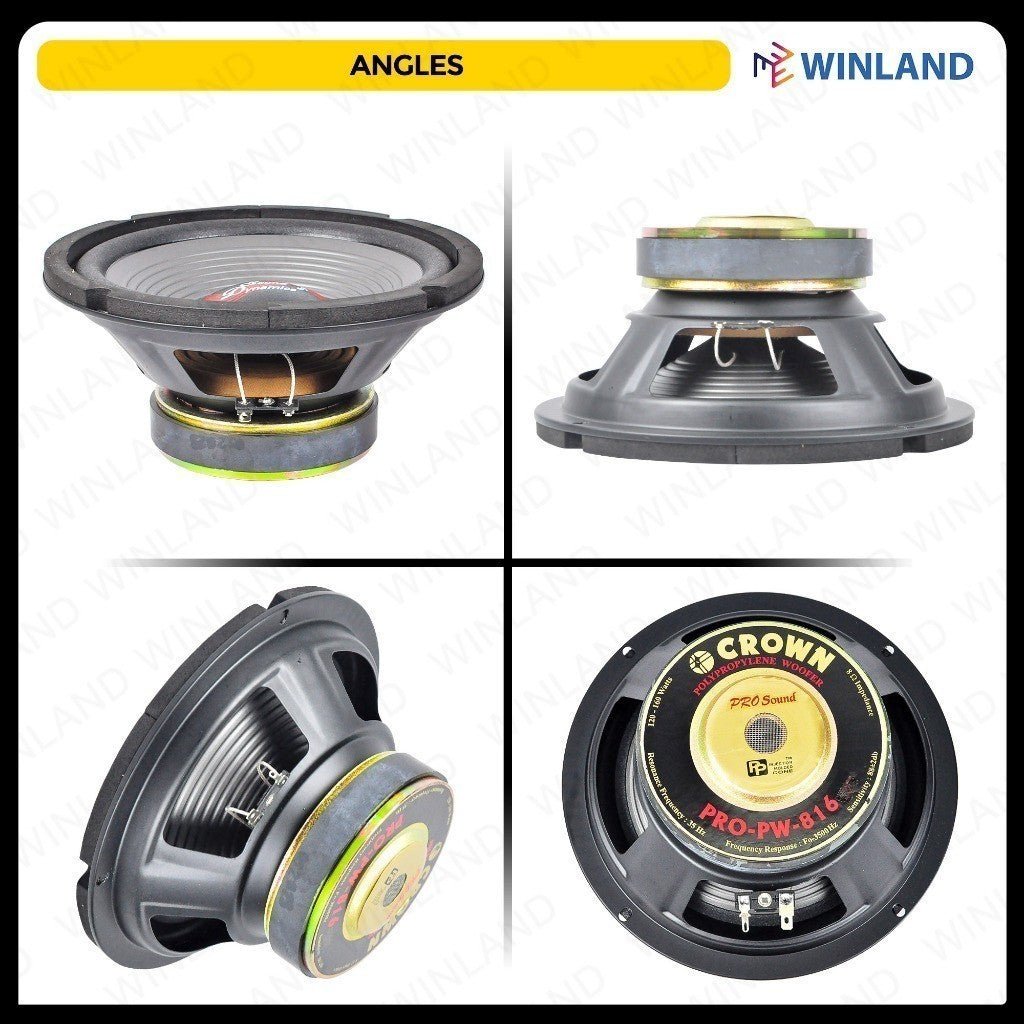 Crown 8inches Professional Round Woofer Speaker / 160watts / 8ohms PRO - PW - 816(RND) (1)pc - Winland Depot