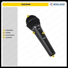 Crown Hyper - Cardioid Dynamic Microphone M - 801 Mic for Videoke 10 Meter - Winland Depot