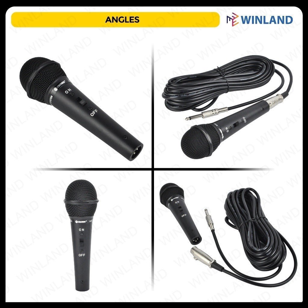 Crown Hyper - Cardioid Dynamic Microphone M - 801 Mic for Videoke 10 Meter - Winland Depot