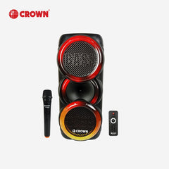 Crown Party Box Portable Rechargeable Speaker Dancing Light Baffle w/ Wireless Mic PD - 883 - Winland Depot