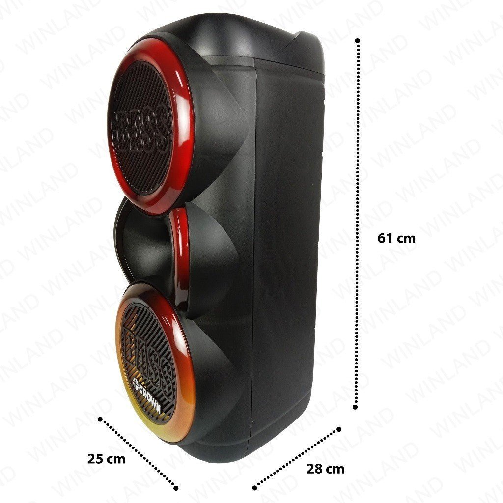 Crown Party Box Portable Rechargeable Speaker Dancing Light Baffle w/ Wireless Mic PD - 883 - Winland Depot