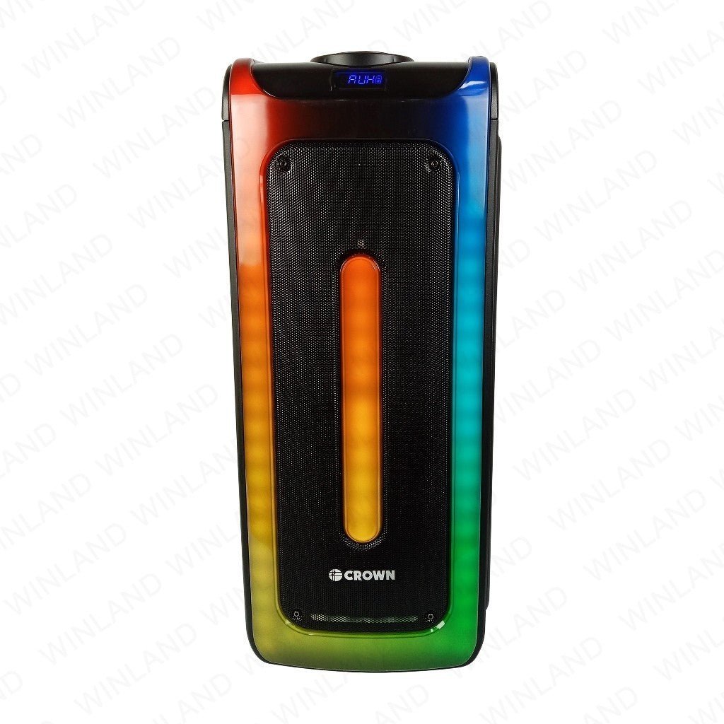 Crown Party Box Portable Rechargeable Speaker Dancing Light Baffle w/ Wireless Mic PD - 884 - Winland Depot