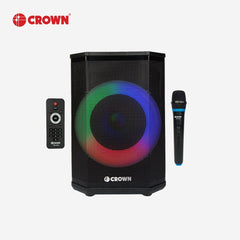 Crown Portable Dancing Light Speaker with BT/USB/FM/AUX & Wireless Microphone PD - 810 - Winland Depot