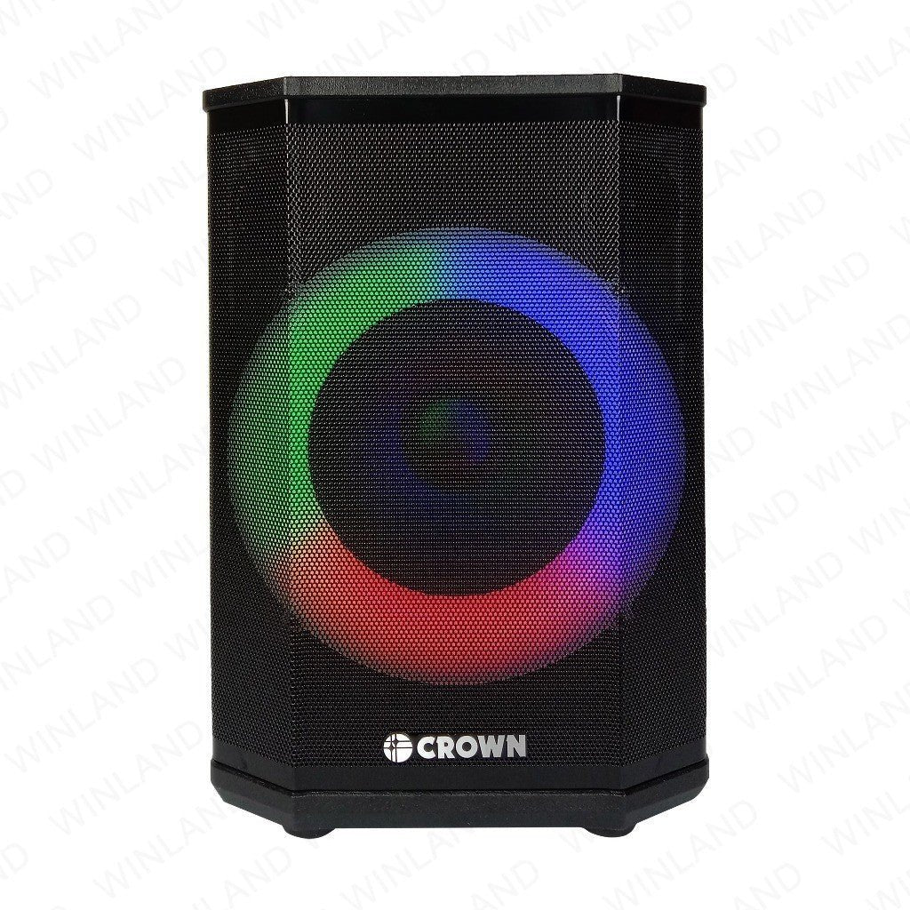 Crown Portable Dancing Light Speaker with BT/USB/FM/AUX & Wireless Microphone PD - 810 - Winland Depot