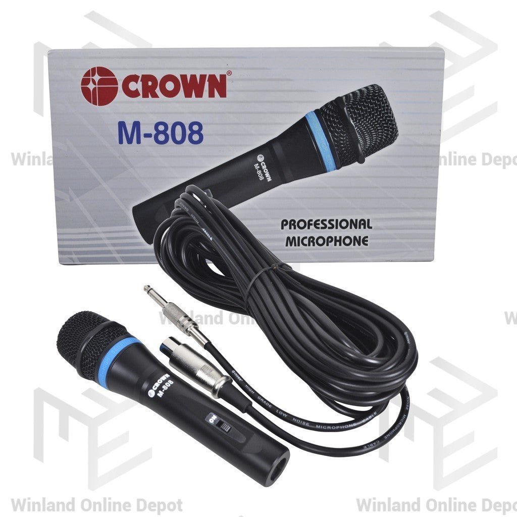 Crown Professional Microphone with Mic for Videoke 10M Wire (Heavy Duty) M - 808 - Winland Depot