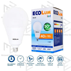 Ecolum 40 Watts Super Bright Power Saving LED Light Bulb Daylight E27 CBI240DL - Winland Depot