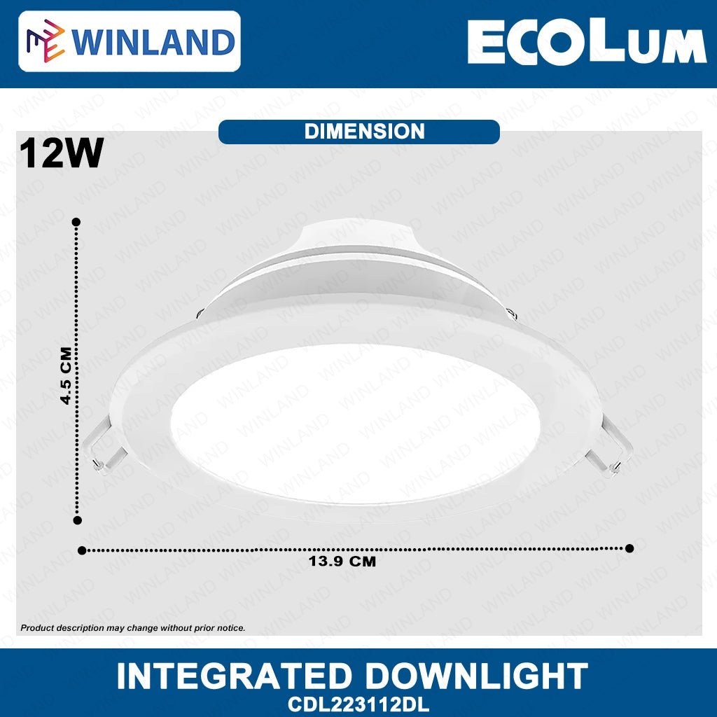 Ecolum Integrated Downlight 12 Watts Daylight CDL223112DL - Winland Depot