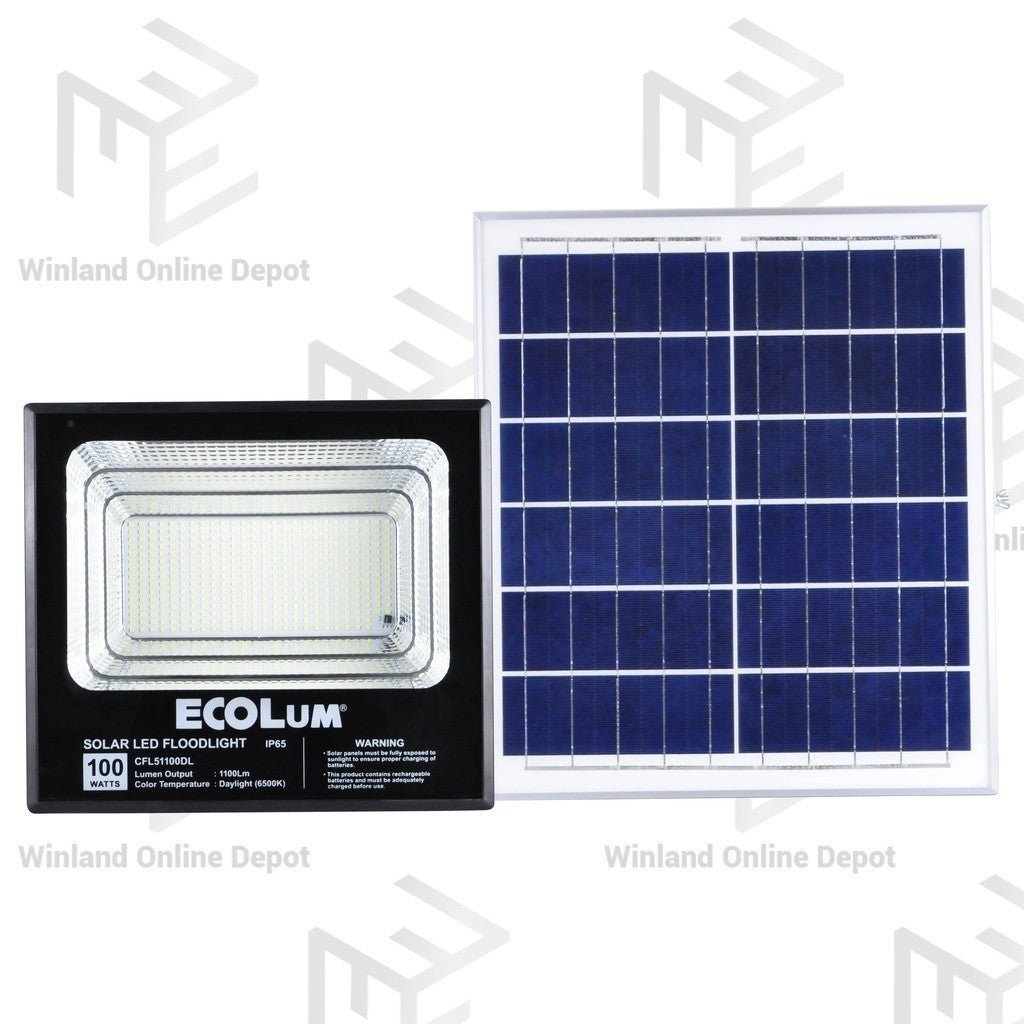 Ecolum Solar LED Floodlight 100W / 1100 Lumens Daylight CFL51100DL - Winland Depot