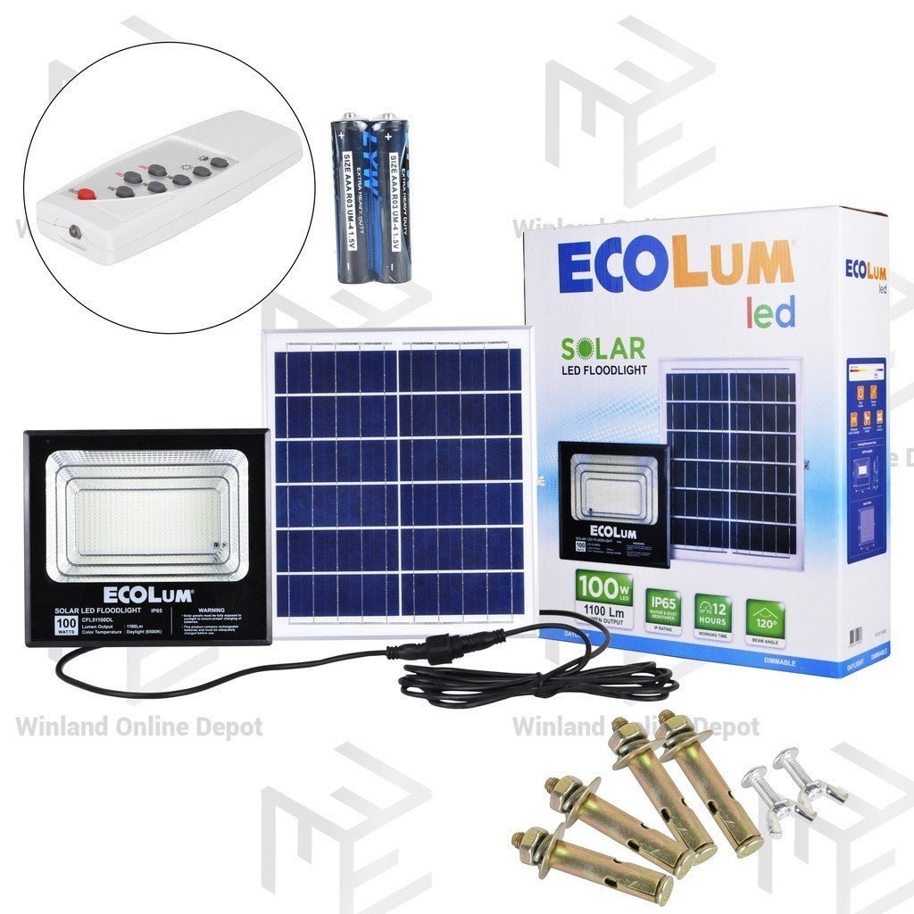 Ecolum Solar LED Floodlight 100W / 1100 Lumens Daylight CFL51100DL - Winland Depot